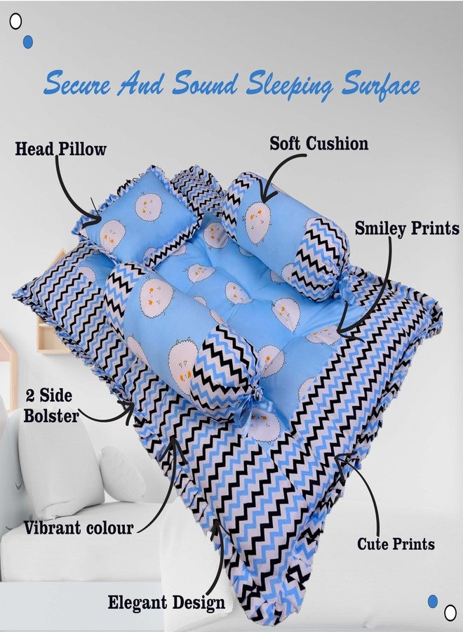 Kwitchy New Born Baby Luxury Bedding Set Play Gym Bed, Gadda Set, Nappy Changing Sheets & Carry Bag (Blue, 0-6 Months) (4PCS Set) - Image 5