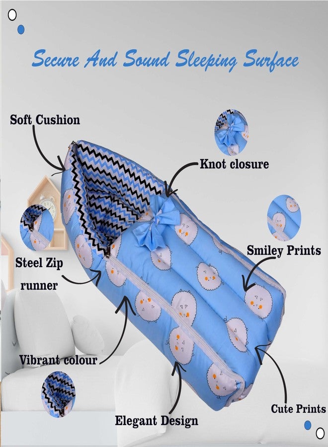 Kwitchy New Born Baby Luxury Bedding Set Play Gym Bed, Gadda Set, Nappy Changing Sheets & Carry Bag (Blue, 0-6 Months) (4PCS Set) - Image 4