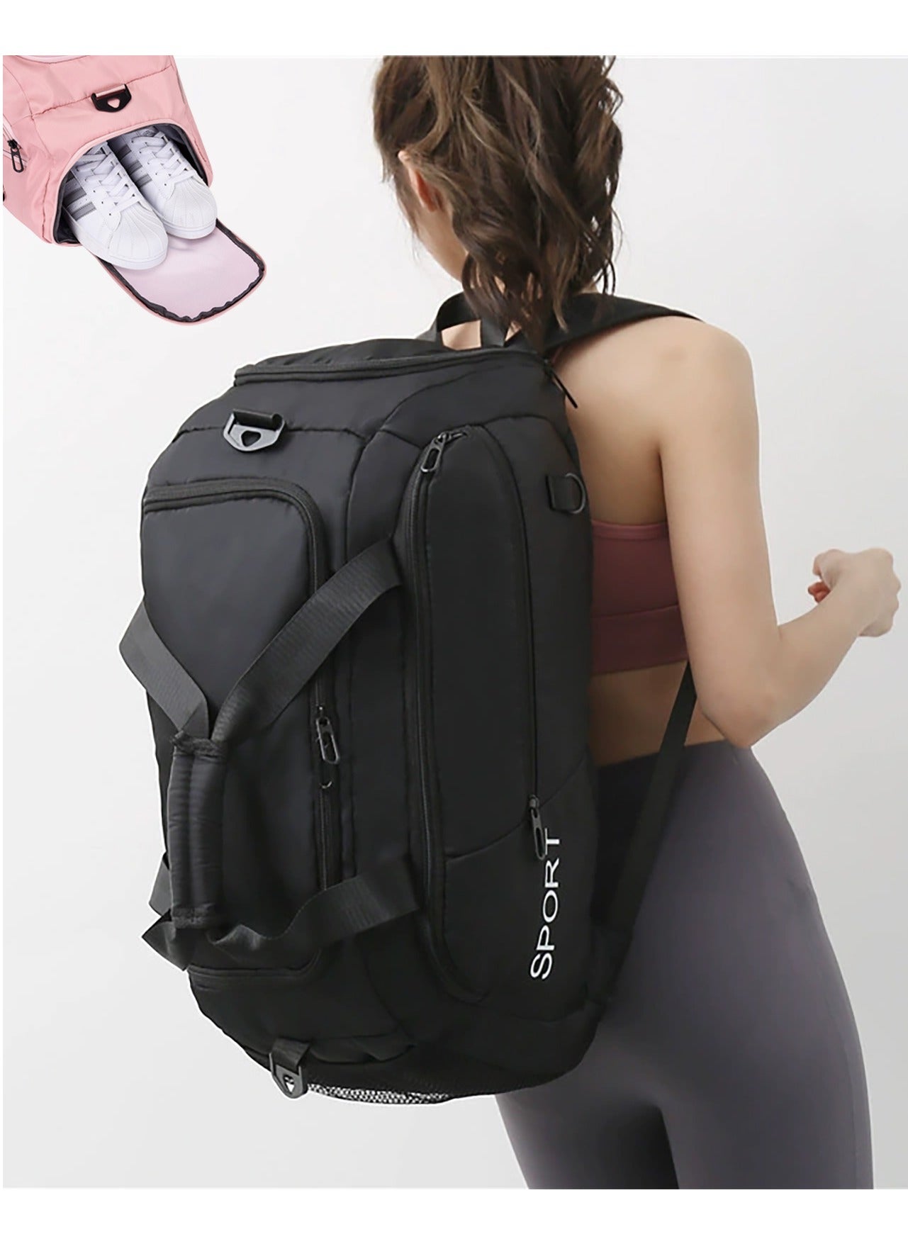 Sports Gym Bag, Large Capacity Carry-on Luggage with Shoes Compartment, Bag Weekender Overnight Travel Bag Swimming & Yoga Duffle Bag