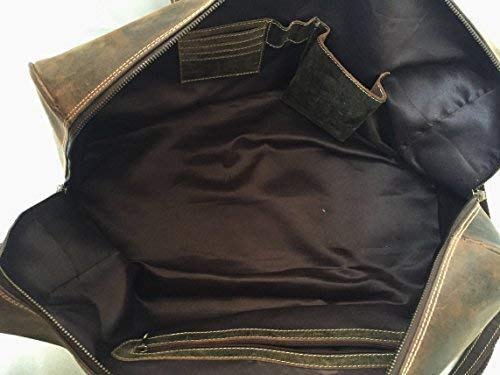 KomalC حقائب دفل جلدية كومال سي 24 بوصة للرجال والنساء للسفر والليالي وعطلات نهاية الأسبوع حقائب جلدية رياضية للجيم للرجال (بني متآكل) - Image 5