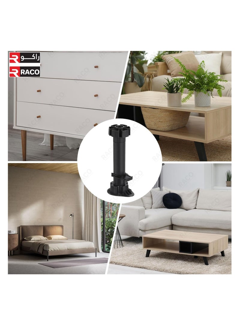 RACO RACO PVC Adjustable Sofa Leg Furniture Leveling Foot, Thin Legs Leveler Support Frame for Bed Sofa Coffee Table Bathroom Cabinet Set of 4  - Image 5