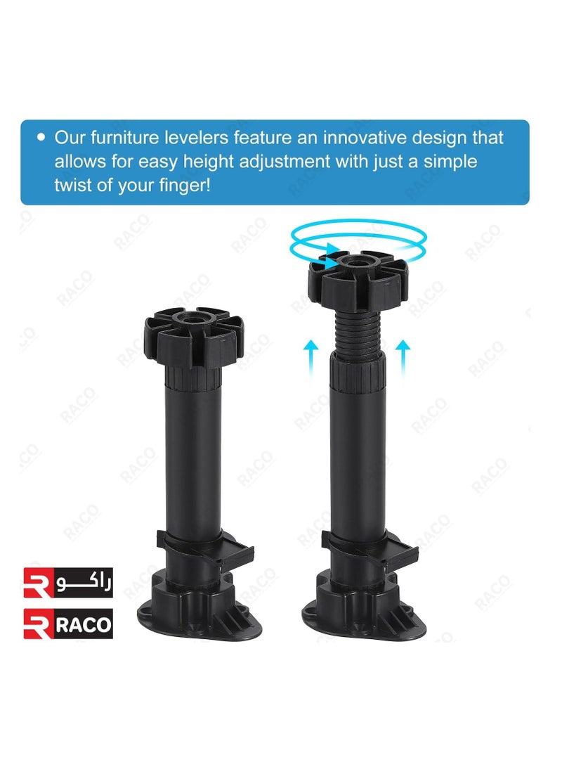 RACO RACO PVC Adjustable Sofa Leg Furniture Leveling Foot, Thin Legs Leveler Support Frame for Bed Sofa Coffee Table Bathroom Cabinet Set of 4  - Image 4