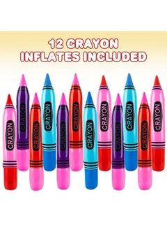 ArtCreativity Crayon Inflates Set Of 12 Inflatable Crayons In Vibrant Colors Decorations For Art Themed Parties 22 Inch Long Crayon Balloons Fun Pretend Play Accessories 4 Colors  - Image 3