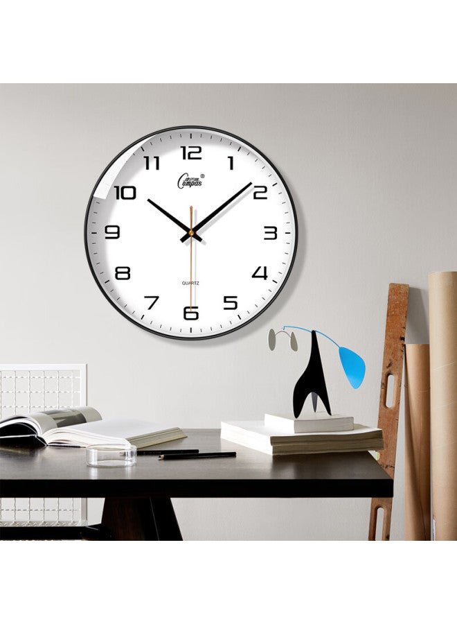 Compas Silent Quartz Wall Clock Living Room Wall Clock Wall Clock New Simple Clock Black 26Cm - Image 1