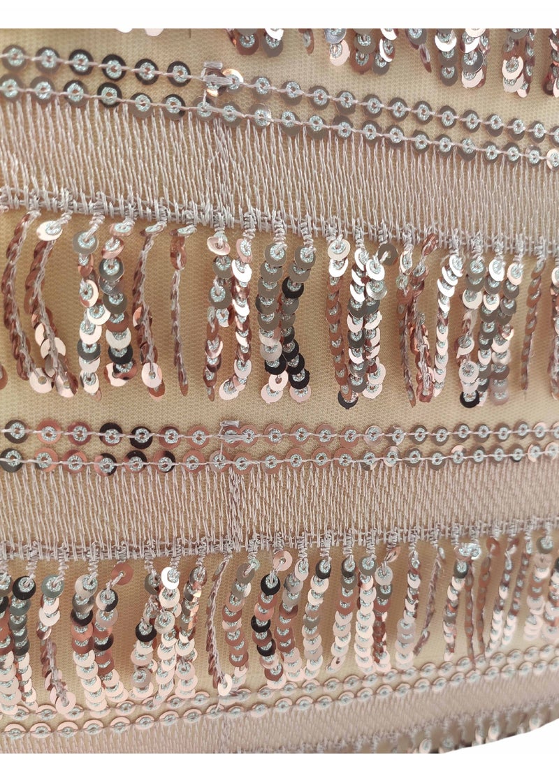 Ramsha Rose Gold Color sequine Polyester Cushion Cover for Sofa, Bed, Living Room - CS 035 (40x40cm) - Image 3