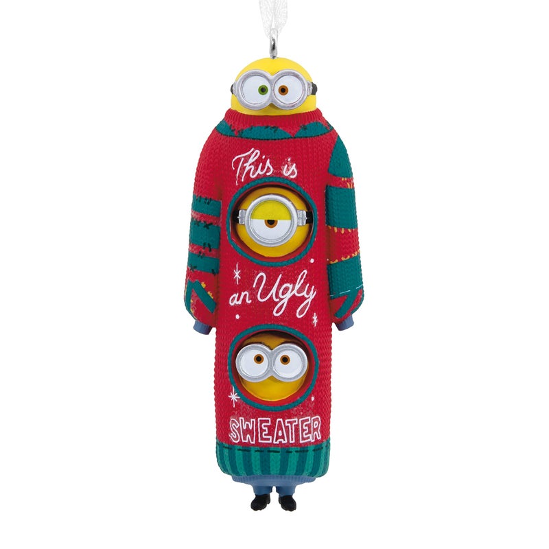 Hallmark Hallmark Minions: The Rise of Gru  Bob  Kevin  and Stuart The Minions in Ugly Christmas Sweater Christmas Ornament - Image 1