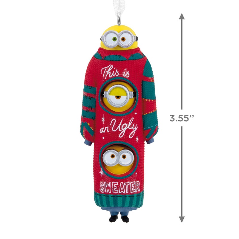 Hallmark Hallmark Minions: The Rise of Gru  Bob  Kevin  and Stuart The Minions in Ugly Christmas Sweater Christmas Ornament - Image 4