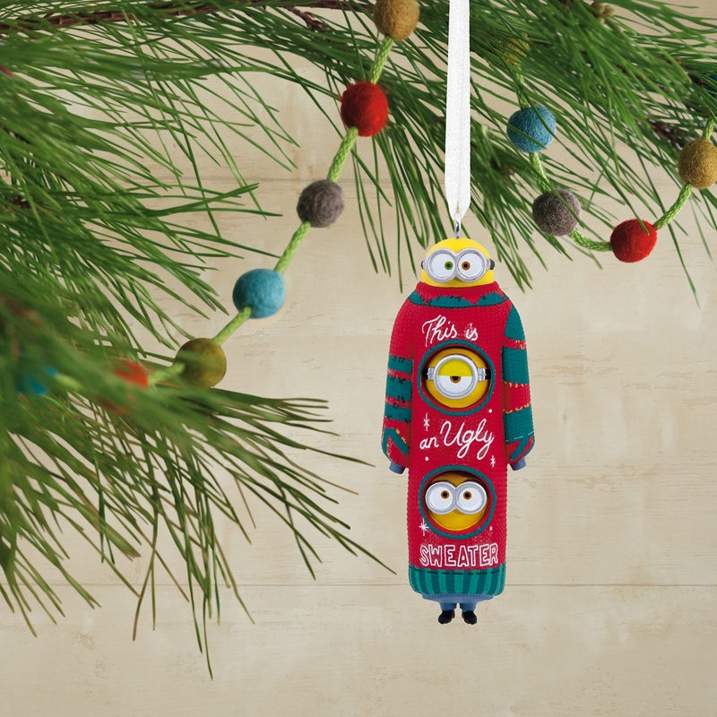 Hallmark Hallmark Minions: The Rise of Gru  Bob  Kevin  and Stuart The Minions in Ugly Christmas Sweater Christmas Ornament - Image 5