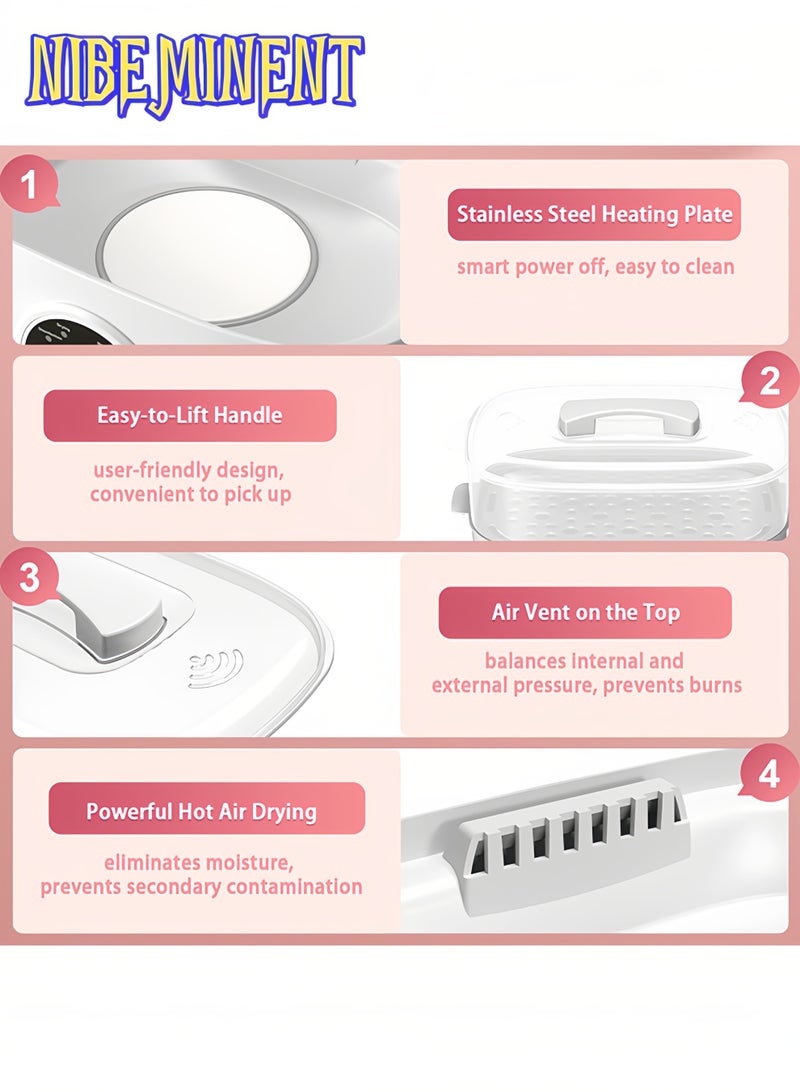 NIBEMINENT Baby Bottle Sterilizer and Dryer, 5-in-1 Large Capacity Bottle Sanitizer and Dryer, 2 Layers Compact Baby Bottle Electric Steam Sterilizer and Dryer for Baby Bottles, Pacifiers, Pump Parts - Image 5