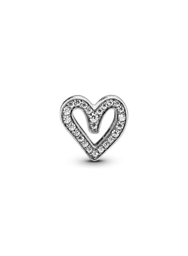 PANDORA Sparkling Freehand Heart Charm - Image 3