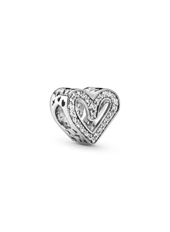PANDORA Sparkling Freehand Heart Charm - Image 4