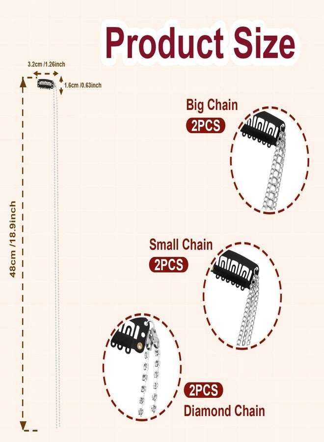 CHIROGRAPHY 6Pcs Premium Rhinestones Hair Chains Hair Clip Crystal Hair Extension Bling Long Tassel Headwear Sparkly Silver Hair Accessories for Women Girls Bride Braids Wedding Party Daily Decorative - Image 2