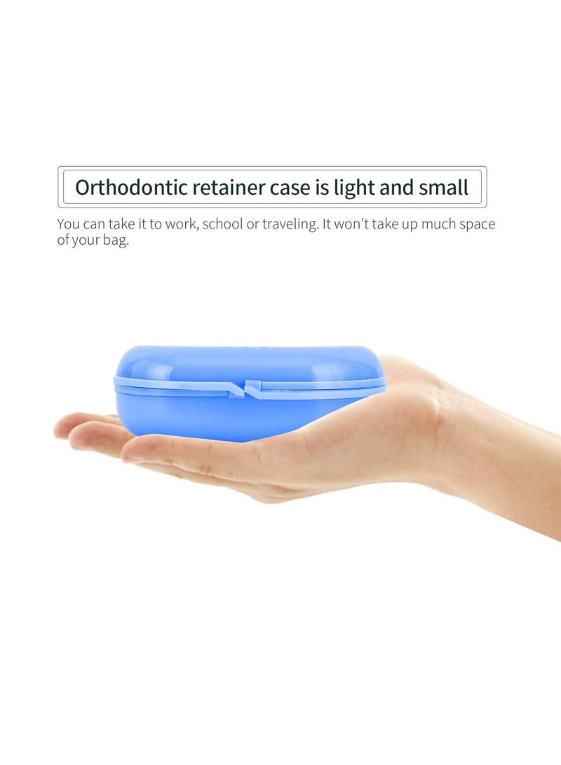 Orthodontic Retainer Case with Vent Holes, Hinged Lid Denture, Mouthguard Container.