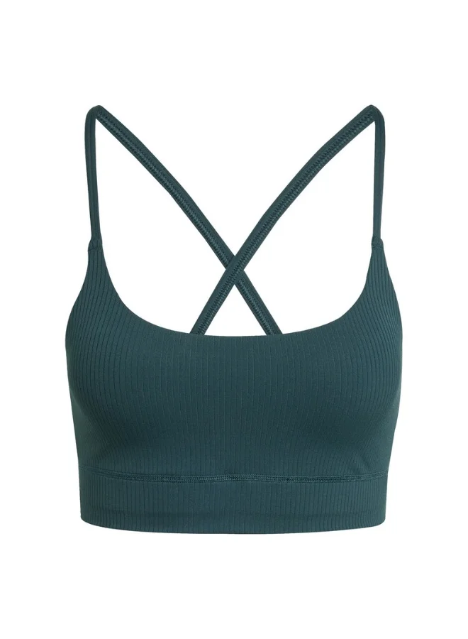 Adidas Adidas All Me Rib Ls Green Workout Bra - Light Support Bra For Women