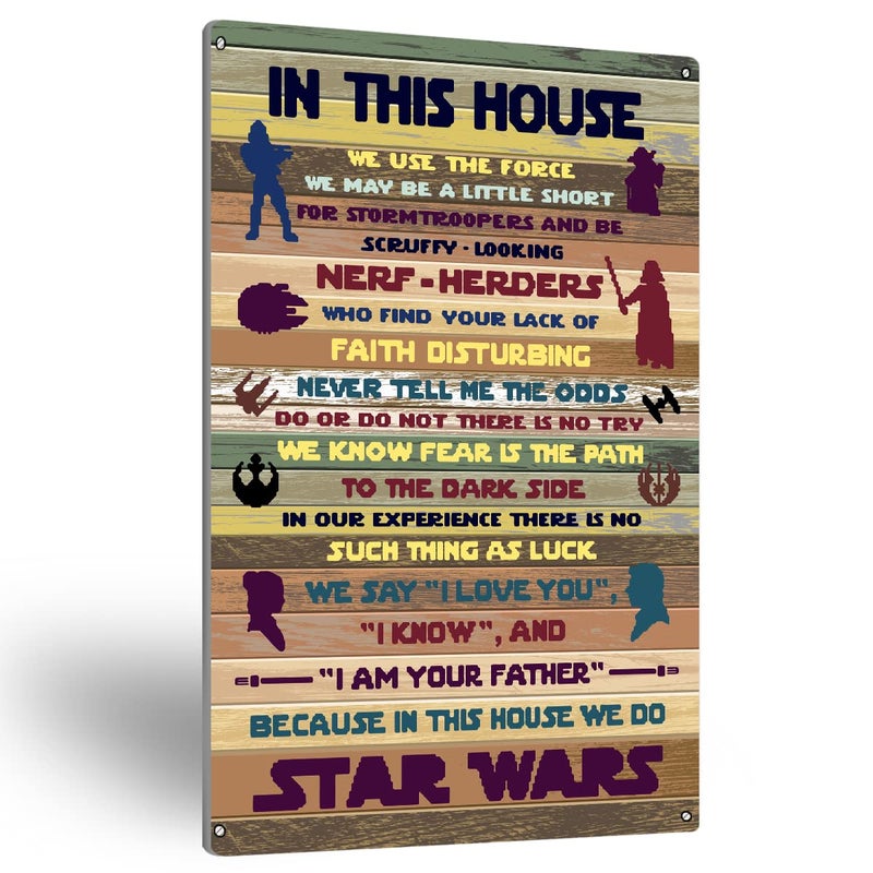 Tuilia Farmhouse Rules Metal Tin Sign Wall Art Rustic in This House Signs Gifts for Home Wall Decor(8" x 12") - Image 5