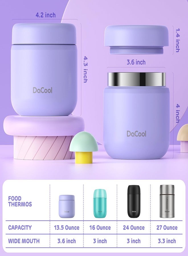 DaCool Kids Thermo for Hot Food 14 OZ Insulated Food Jar Kids Lunch Food Thermo Vacuum Stainless Steel Insulated Lunch Container Bento for School Office Picnic Travel Outdoors, Light-Purple - Image 5