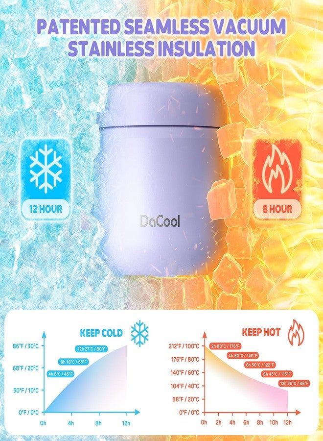 DaCool Kids Thermo for Hot Food 14 OZ Insulated Food Jar Kids Lunch Food Thermo Vacuum Stainless Steel Insulated Lunch Container Bento for School Office Picnic Travel Outdoors, Light-Purple - Image 2