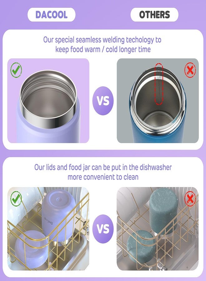 DaCool Kids Thermo for Hot Food 14 OZ Insulated Food Jar Kids Lunch Food Thermo Vacuum Stainless Steel Insulated Lunch Container Bento for School Office Picnic Travel Outdoors, Light-Purple - Image 4
