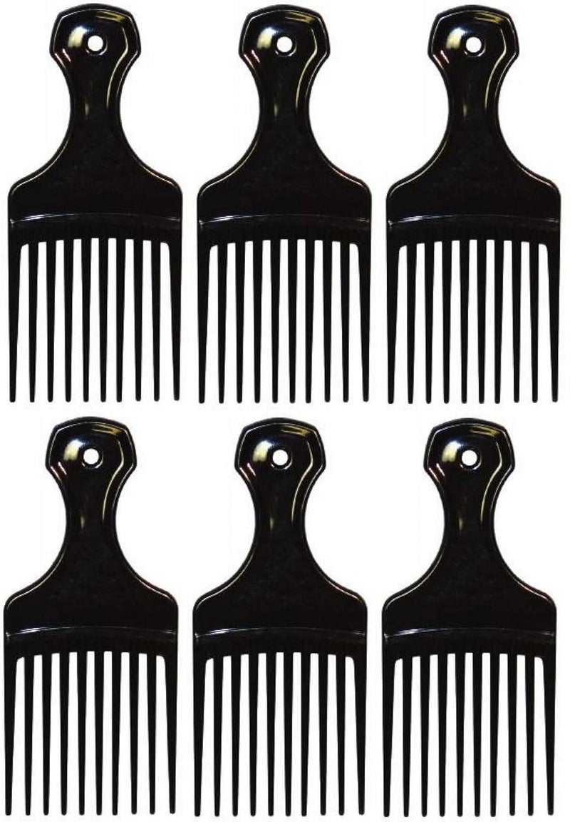 Comfort Plastic Mini Comb  Lift Hair Pick Pack of 6 Black