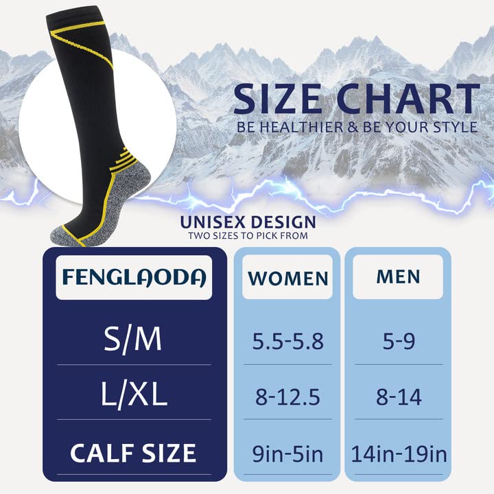 fenglaoda 8 Pairs Compression Socks for Men & Women 20-30 mmHg Knee High Nurse Pregnant Running Medical and Travel Athletic(L/XL,Multi02) - Image 2