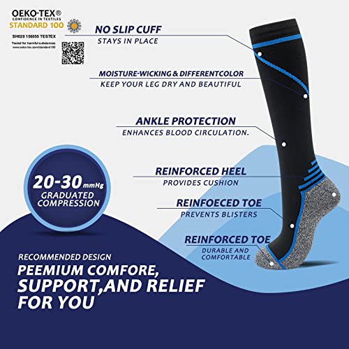 fenglaoda 8 Pairs Compression Socks for Men & Women 20-30 mmHg Knee High Nurse Pregnant Running Medical and Travel Athletic(L/XL,Multi02) - Image 3