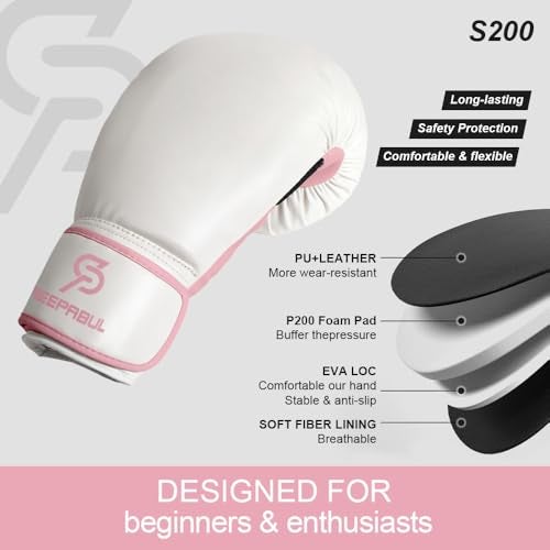 SAEEPABUL S200 Boxing Gloves for Women Suitable for Boxing Kickboxing Mixed Martial Arts Maui Thai MMA Heavy Bag Fighting Training Dopamine Pink, 12oz - Image 2