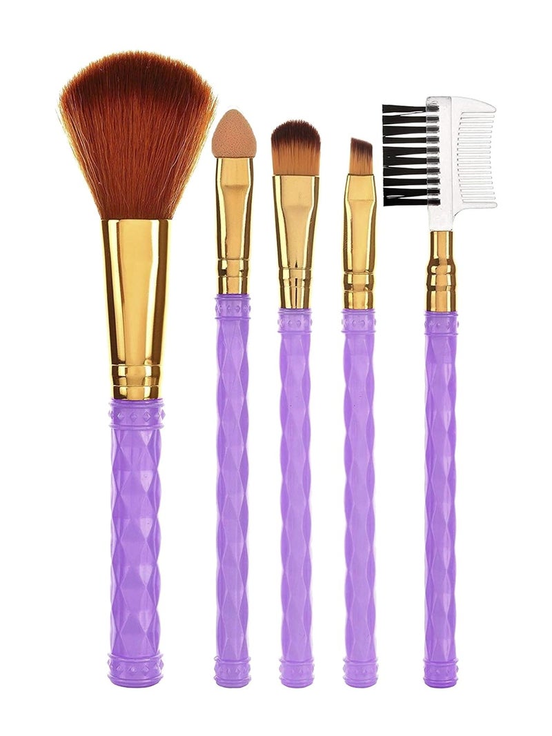 AY Makeup Brush Set of 5 and 1 Makeup Sponge Puff (colour may vary) | Face and Eye Makeup Brushes Set | For Cream, Liquid and Powder Formulation | - Image 3