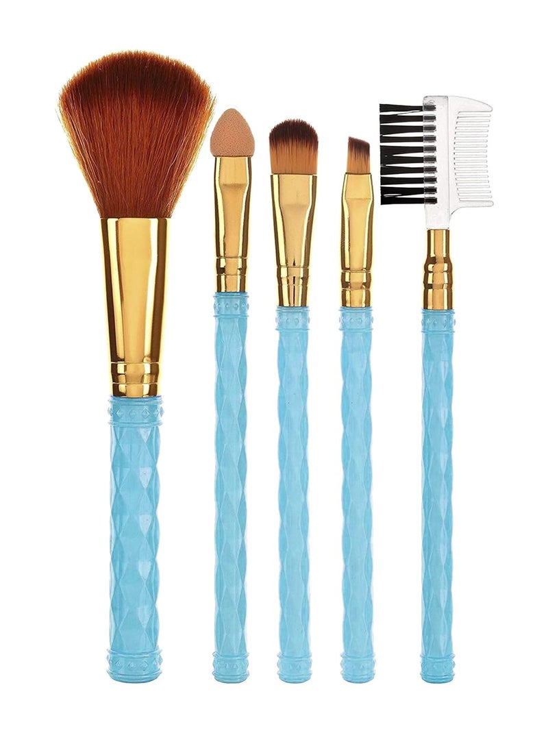AY Makeup Brush Set of 5 and 1 Makeup Sponge Puff (colour may vary) | Face and Eye Makeup Brushes Set | For Cream, Liquid and Powder Formulation | - Image 2