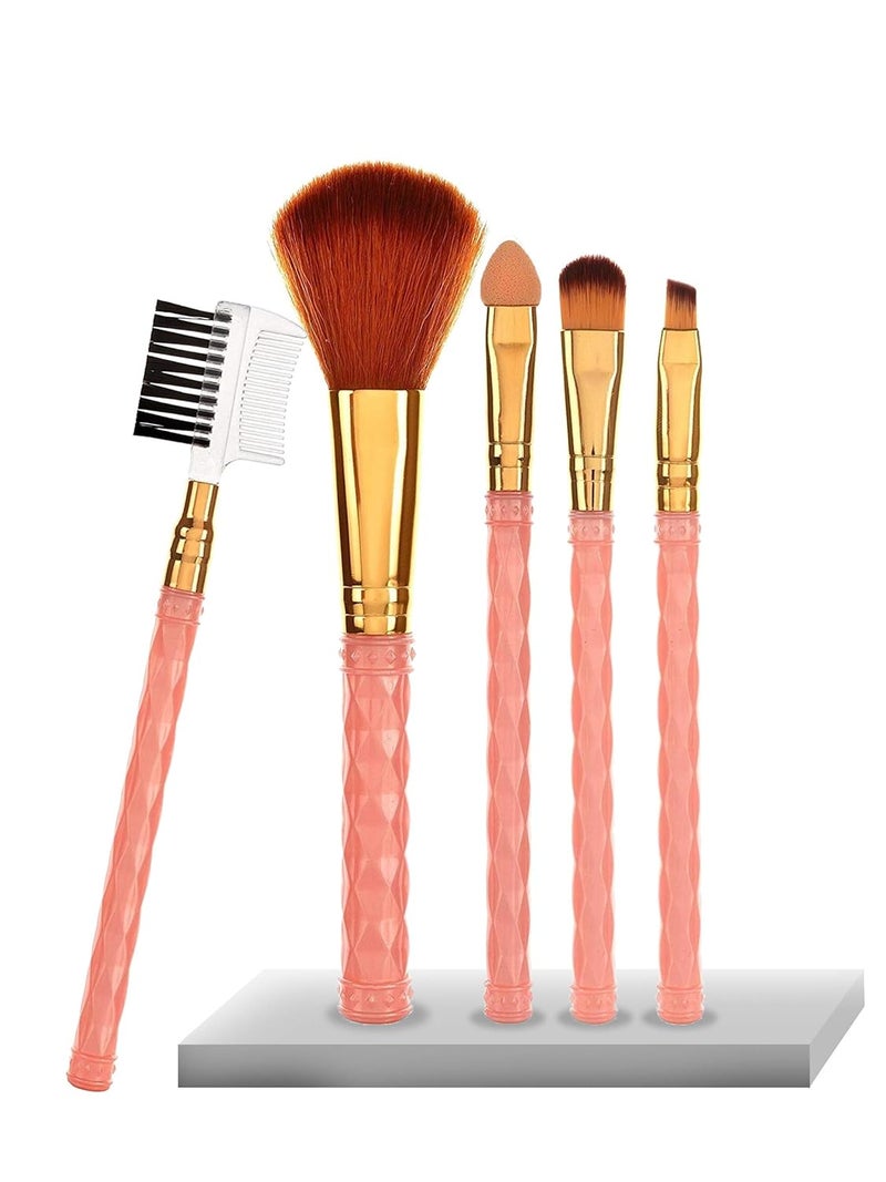 AY Makeup Brush Set of 5 and 1 Makeup Sponge Puff (colour may vary) | Face and Eye Makeup Brushes Set | For Cream, Liquid and Powder Formulation | - Image 4