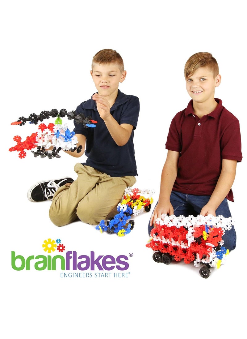 VIAHART Brain Flakes 3-in-1 Building Kit with Detailed Step by Step Instructions - 580 Pieces to Build All 3 Vehicles - Wheel Pieces and Special Parts are Included - Ages 7 and Up
