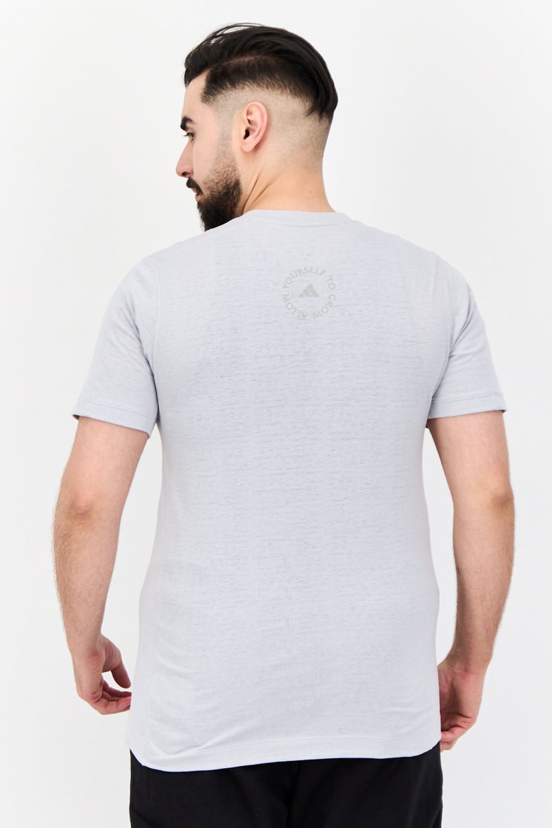 Adidas Men Slim Fit Short Sleeve Yoga T-Shirt, Grey - Image 2