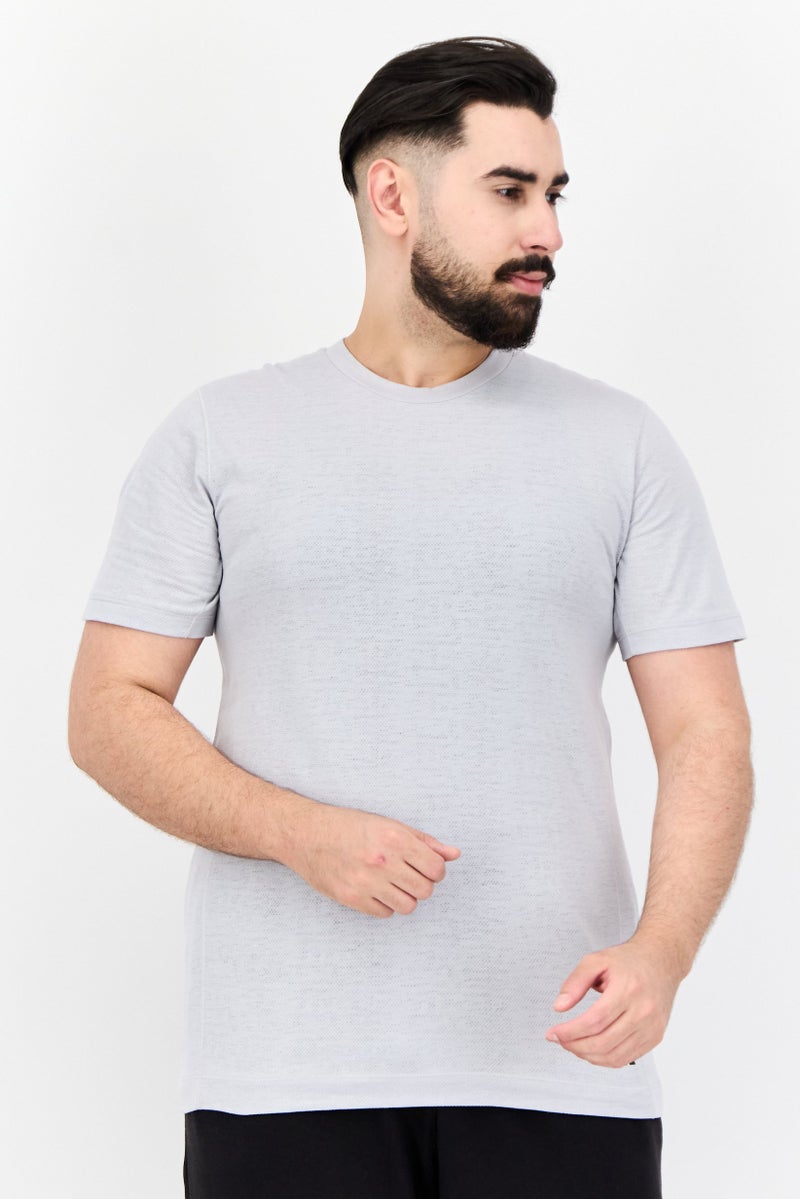 Adidas Men Slim Fit Short Sleeve Yoga T-Shirt, Grey - Image 1