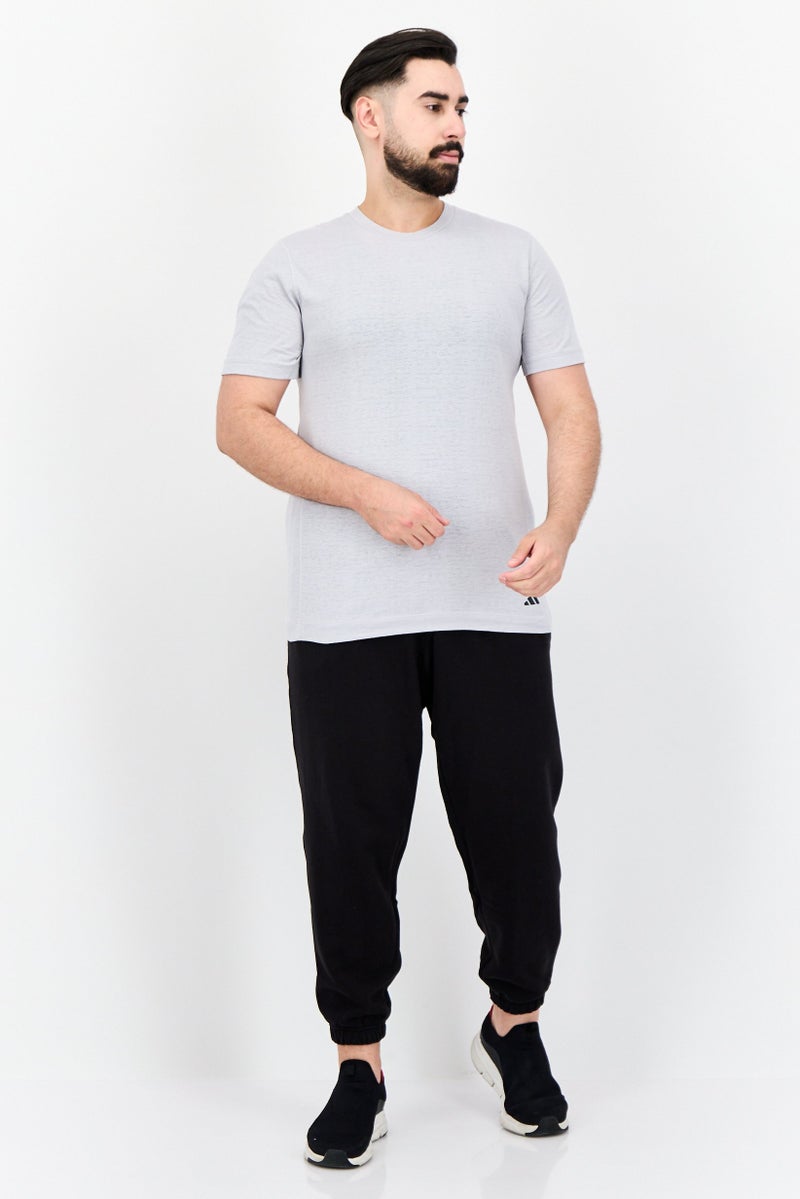 Adidas Men Slim Fit Short Sleeve Yoga T-Shirt, Grey - Image 4