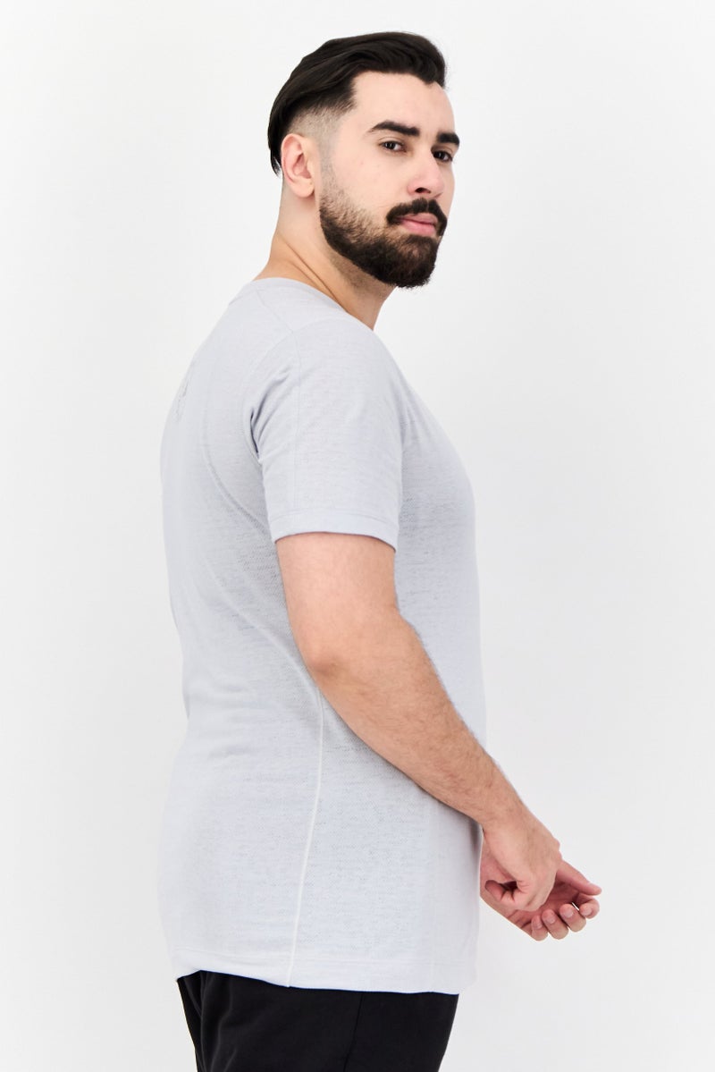 Adidas Men Slim Fit Short Sleeve Yoga T-Shirt, Grey - Image 3