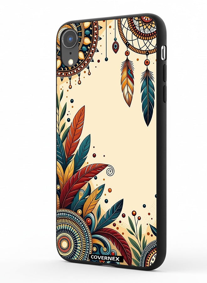 Covernex Apple iPhone XR Protective Case Cover Printed Featuring Tribal Boho Feather - Image 1