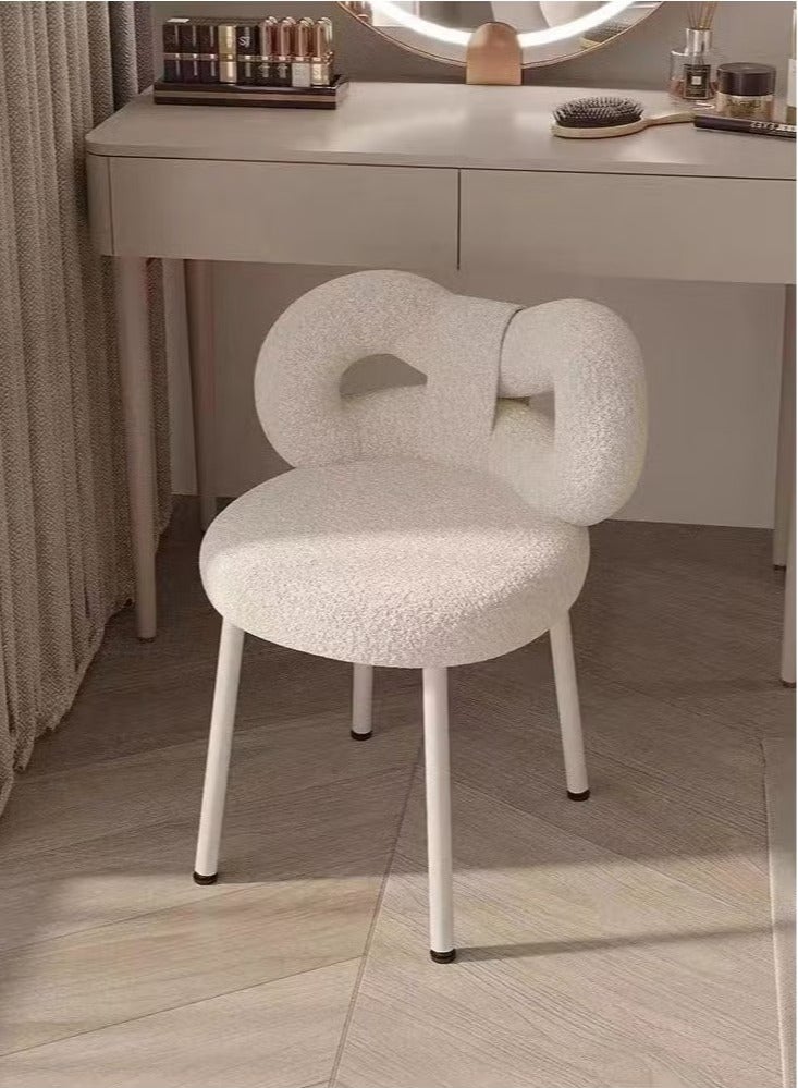 XiuWoo Modern Minimalist Design Single Sofa Comfy Fluffy Vanity Chair Elegant Makeup Desk Chairs Bowknot Shape Backrest Dinning Chair with Padded Legs for Bedroom Living Room, 36x36x67 cm - Image 5