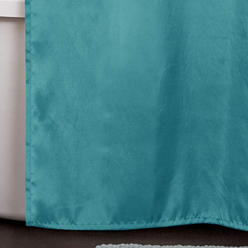 Lush Decor Lillian Shower Curtain | Textured Shimmer Circle Design Bathroom, 72” x 72”, Turquoise - Image 4