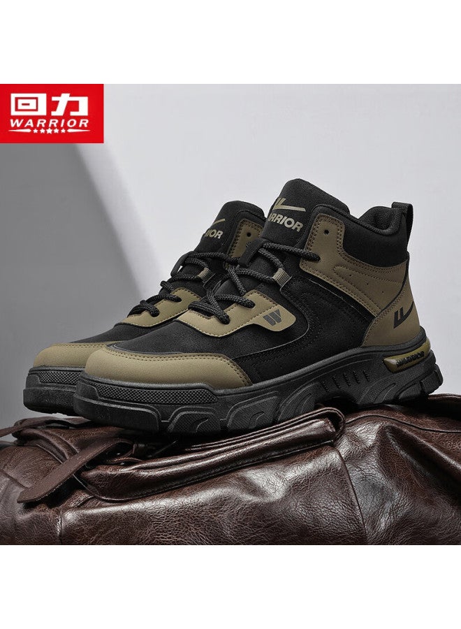 Huili Men's Martin Boots, British Style Work Boots, Sports Outdoor Casual Shoes For Men, Black/military Green, Size 39