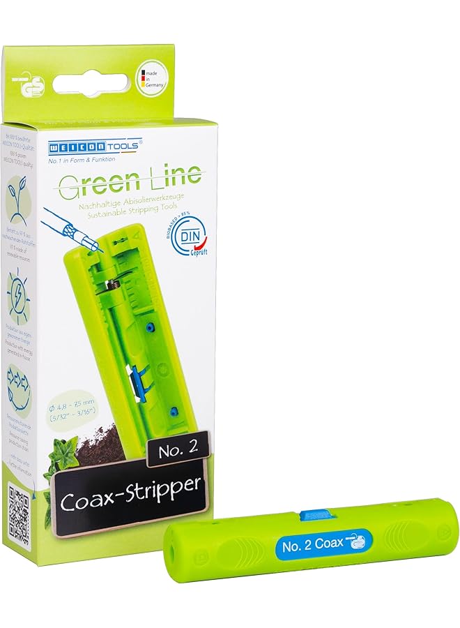 WEICON TOOLS Coax Stripper No. 2 Green Line | sustainable raw materials | stripping 4.8-7.5 mm coaxial cables - Image 1