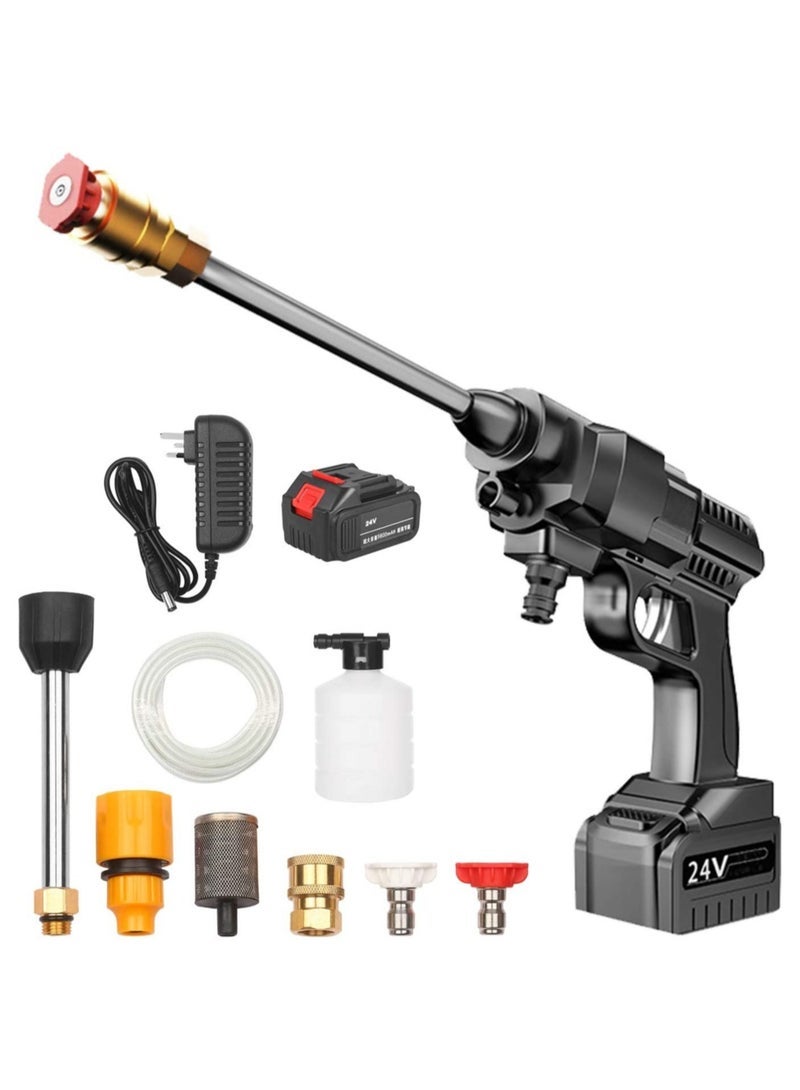 24V Cordless Portable Washer Electric High Pressure Cleaner Machine 200W 30Bar Lithium Handheld Car Cleaning Device With Foam Generator Nozzle Water Pump - Image 1