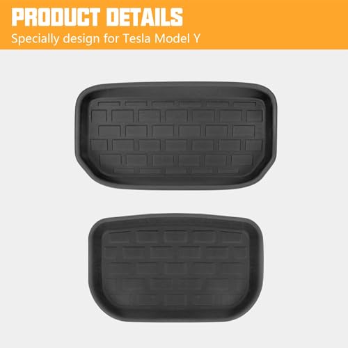 ROCCS Front & Rear Sub Trunk Mats Compatible with Tesla Model Y 2024 2023 2022 2021 - All Weather Cargo Liner Storage Mat - Non Slip Premium 3D Waterproof Rear Trunk Protection, Pack of 2 - Image 2
