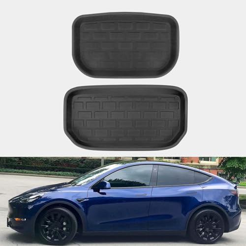 ROCCS Front & Rear Sub Trunk Mats Compatible with Tesla Model Y 2024 2023 2022 2021 - All Weather Cargo Liner Storage Mat - Non Slip Premium 3D Waterproof Rear Trunk Protection, Pack of 2 - Image 1