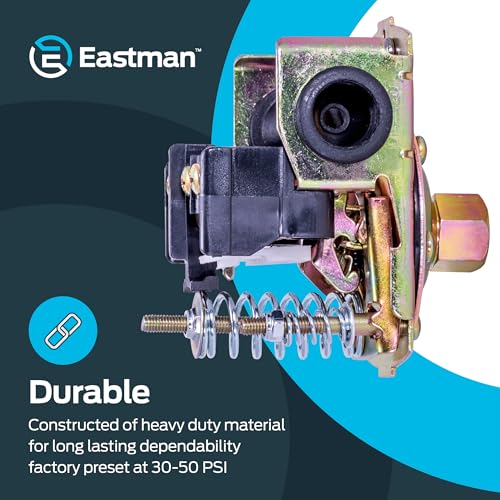 Eastman مفتاح ضغط إيستمان، 30-50 PSI مسبق الضبط، اتصال 1/4 بوصة FPT، لمضخات المياه الكهربائية، 60043 - Image 4