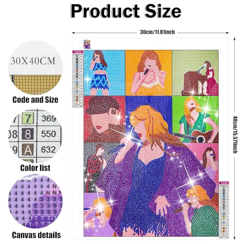 TecoKart® 5D Diamond Painting Kit | DIY Kit for Adult – Pop Singer Taylor Design Diamond Art Kit for Wall Home Decor | 11.8x15.7 Inch Painting Set - Image 2
