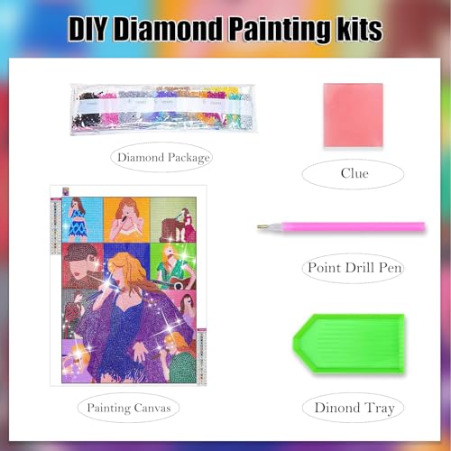 TecoKart® 5D Diamond Painting Kit | DIY Kit for Adult – Pop Singer Taylor Design Diamond Art Kit for Wall Home Decor | 11.8x15.7 Inch Painting Set - Image 3