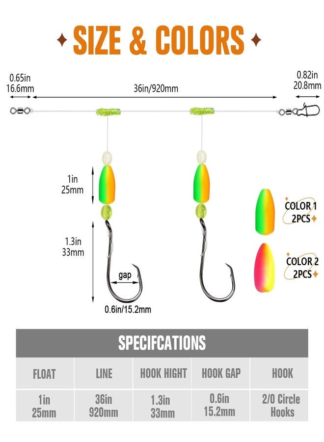 Dovesun Pompano Rigs for Surf Fishing Pompano Rig with Two Pompano Floats Surf Fishing Rigs Saltwater Shape B-Bullet-4PCS - Image 5