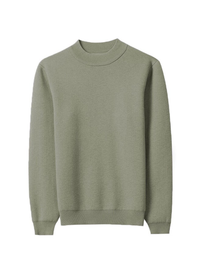 Markless Men's Sweater Autumn Winter Warm Loose Casual Half Turtleneck Knit Pullover 1713 Olive Gray XL - Image 1