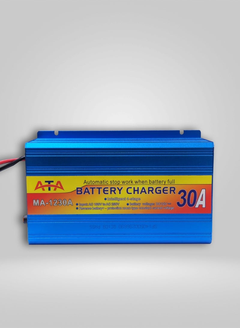 ATA Automatic Intelligent Battery Charger 12V 30A with Multiple Protections Aluminum Body - Image 1