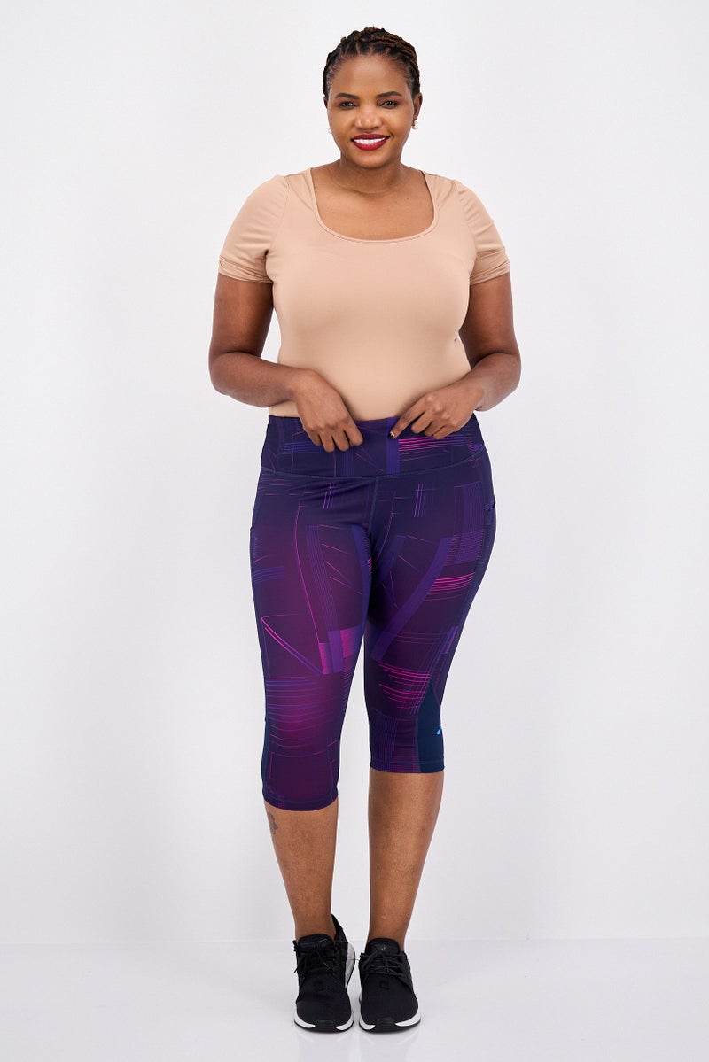 Brooks Women Sportswear Fit 1/2 Crop Training Leggings, Purple Combo - Image 4