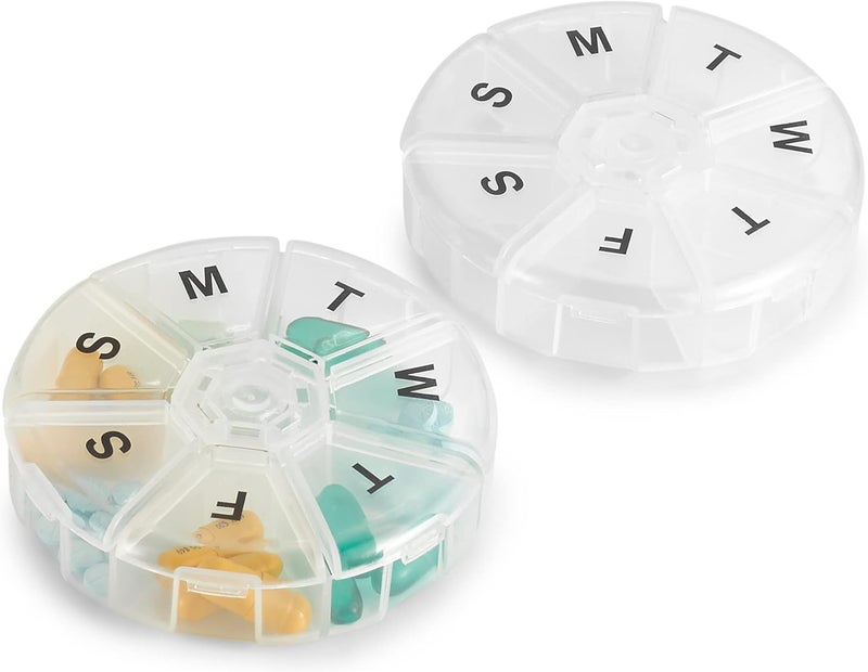 MEDca Weekly Pill Box - Pack of 2 - Pill Boxes Large Round Travel Weekly Pill Box - Image 1
